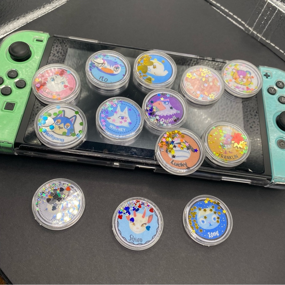 Set of 10 Custom Animal Crossing Glitter Amiibo Coins